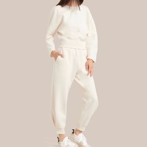 Modern Citizen Fleece Willow Jogger FULL SET Cream Sweatshirt AND Pant NEW